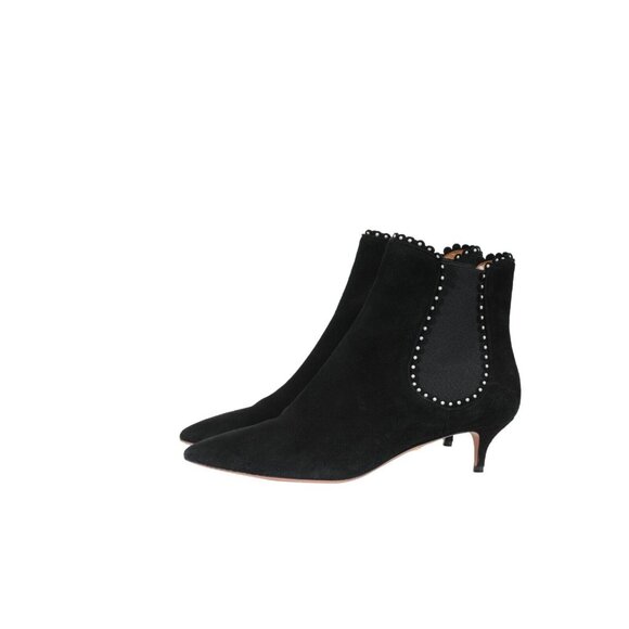 Aquazzura Womens Jicky 45 Black Suede Ankle Booties US 9.5 EU 39.5 Pearl Studded - Picture 4 of 11